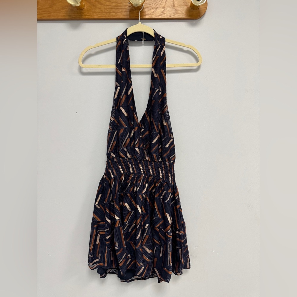 Ramy Brook Blue Chervon Backless Dress